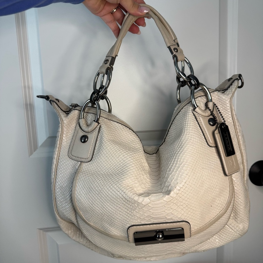 Coach Python Embossed Leather Hobo Shoulder Bag C… - image 1